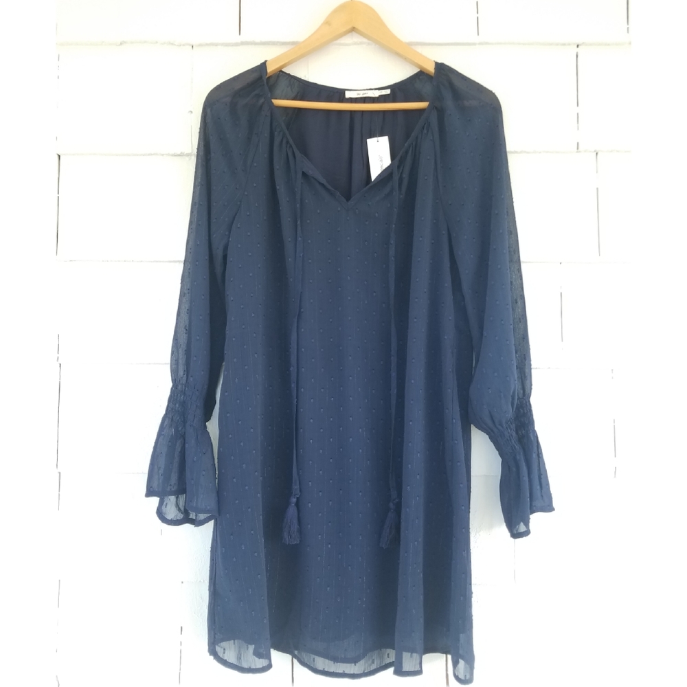NWT Francesca's Navy Blue Long Sleeve Dress XS